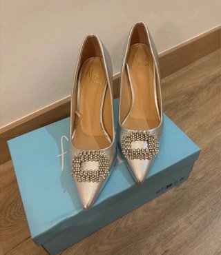 Zapatos tacón Alma en Pena plateados