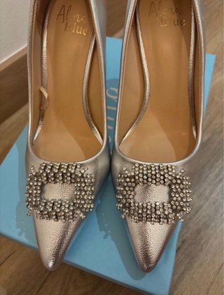 Zapatos tacón Alma en Pena plateados
