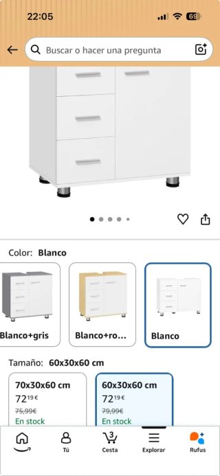 Mueble de baño blanco con cajones