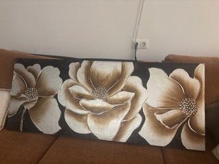 Cuadro Decorativo Flores Marrones y Plata
