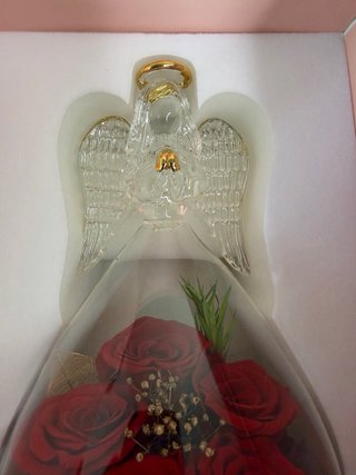Angelo con Fiori Stabilizzati in vetro Idea Regalo