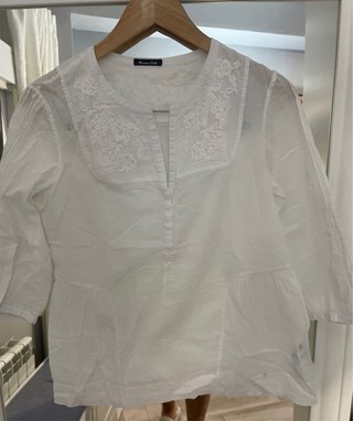 Blusa Massimo Dutti manga 3/4 blanca