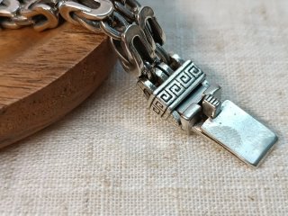 Pulsera Plata 925, Rodio, eslabón grueso.