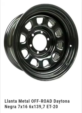 Llantas OFF-ROAD Daytona Negra 7x16 6x139,7 ET-20