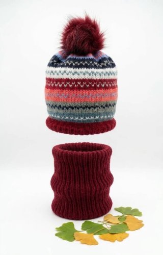 Conjunto de gorro y cuello de lana