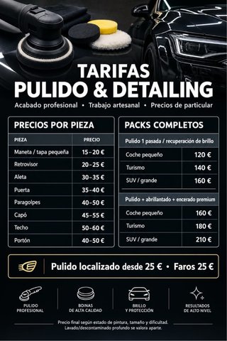 Pulido y detallado de vehículos y faros