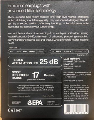 Auriculares Hears Jet Black Filtro Sonido
