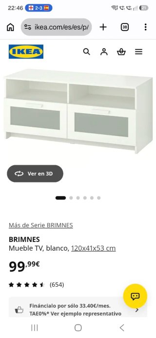 Mueble TV Ikea Madera y Cristal
