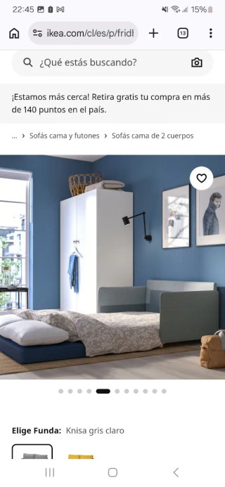 Sofá Cama IKEA FRIDHULT Gris Claro