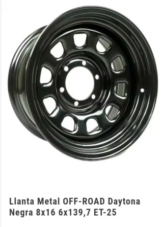 Llantas OFF-ROAD Daytona Negra 8x16 ET-25