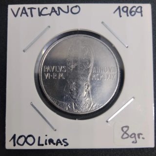 100 LIRAS VATICANO 1969 MONEDA AUTÉNTICA