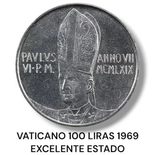 100 LIRAS VATICANO 1969 MONEDA AUTÉNTICA
