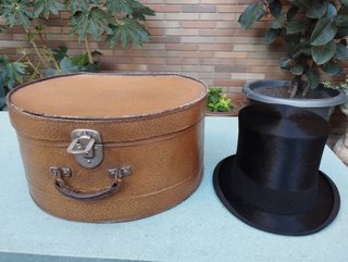 Sombrero de Copa años 20 Talla 59 + Sombrerera