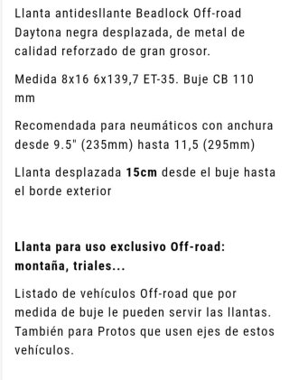 Llantas  Beadlock Real OFF-ROAD Negra 8x16 ET-35