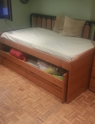 Cama nido de madera con almacenaje