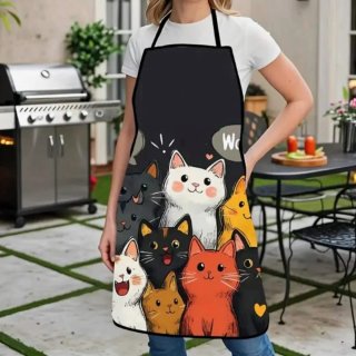 Delantal con Estampado de Gatos.