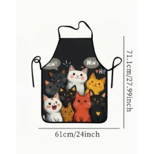 Delantal con Estampado de Gatos.