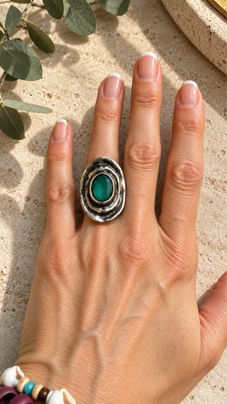 Anillo plata con piedra verde