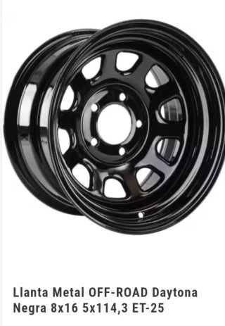 Llantas OFF-ROAD Daytona Negra 8x16ET-25 Jeep