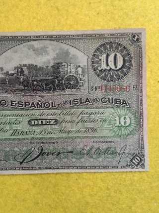 Billete 10 Pesos El Banco Español de la Isla Cuba