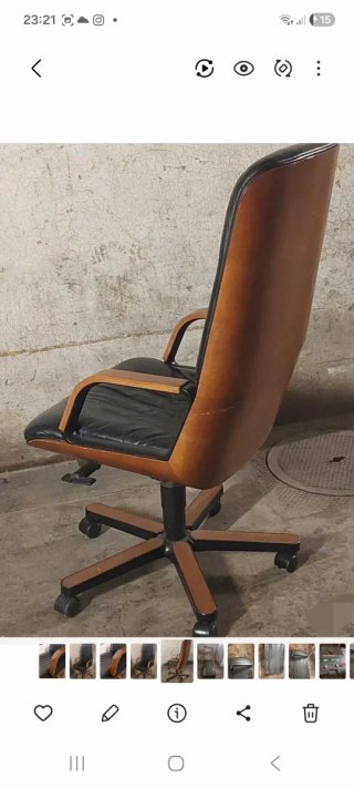 Poltrona ufficio in pelle e radica