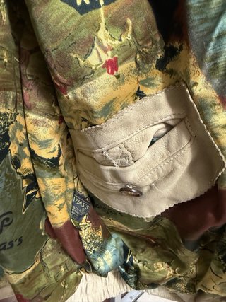 Cazadora de Piel Beige y Marrón