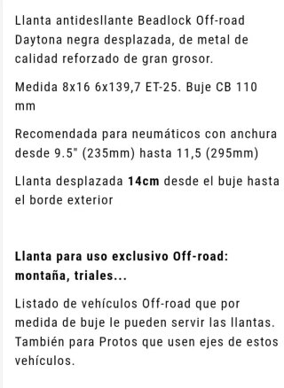 Llantas Beadlock Daytona Negra 8x16 ET-25 Nissan..