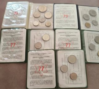 2kg Moneda, billetes y 5 carteras antiguas  ESPAÑA