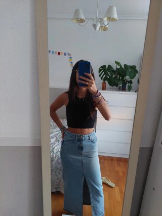 Falda vaquera larga azul