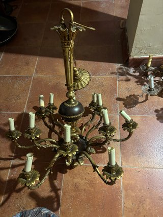 Lámpara de Bronce de Techo. Funciona. Antigua.