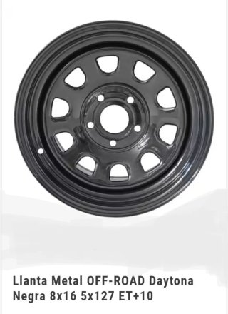 Llantas Daytona Negra 8x16 5x127 ET+10 Jeep.