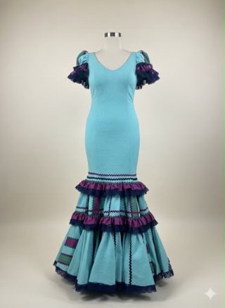 Traje de Gitana Turquesa y Morado