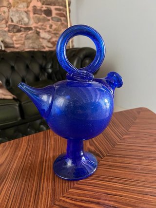 Botijo de cristal soplado azul