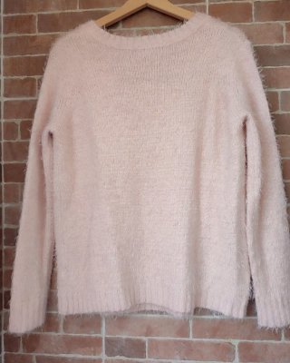 Jersey suave fluffy rosa pastel