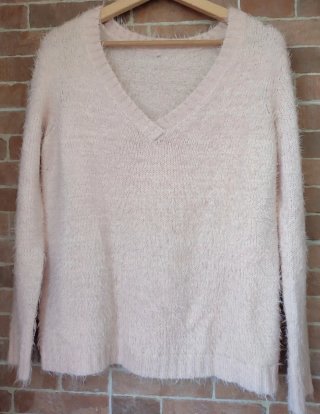 Jersey suave fluffy rosa pastel