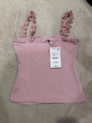Blusa Zara tirantes flores rosa Talla S