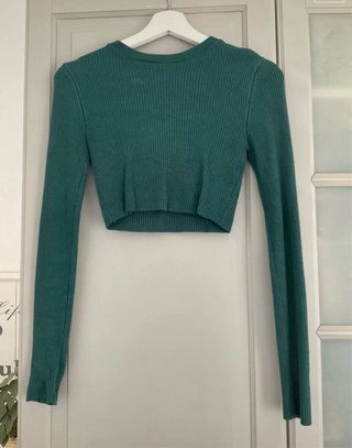Zara - Top Verde de Manga Larga