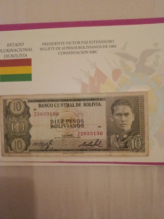 Billete 10 Pesos Bolivianos 1962
