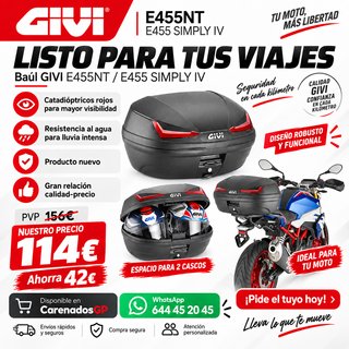 BAUL GIVI E455N SIMPLY IV TECH CAT. ROJO OFERTA
