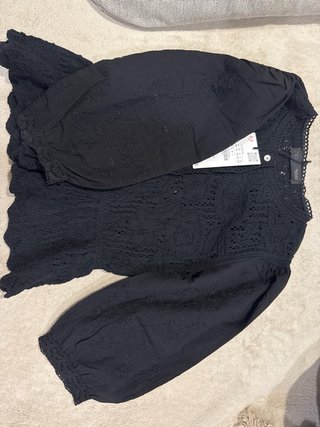 Blusa Zara Negra Manga Larga Talla XS