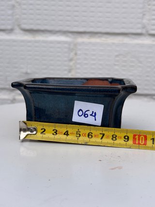 Maceta Bonsái Rectangular Esmaltada Azul Turquesa