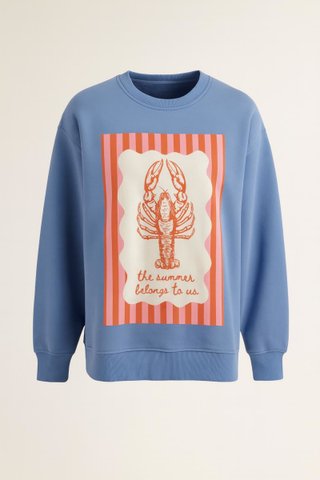 Sudadera azul con estampado de langosta