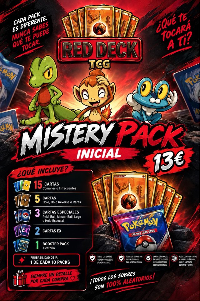 Mistery Pack Básico Pokémon 25 Cartas + Sobre