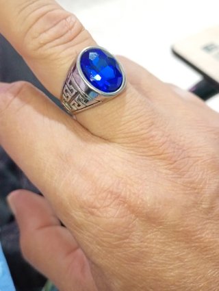 Anillo Sapphire corandum con gema azul grande