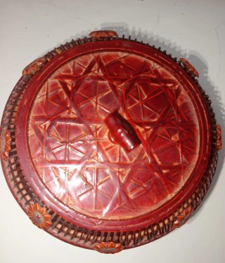 Caja / Jaula oriental vintage bambú lacado.