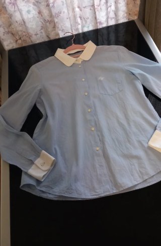 Camisa Zara Celeste Algodón Talla M