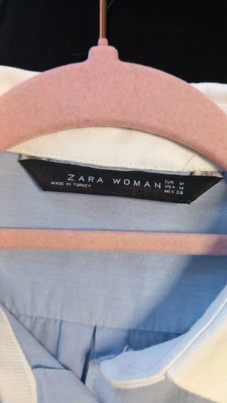 Camisa Zara Celeste Algodón Talla M