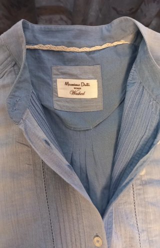 Blusa Massimo Dutti Celeste Algodón Talla 42