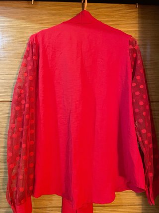 Blusa Roja con Mangas de Tul