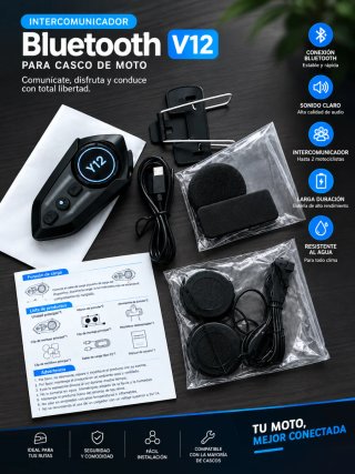 Intercomunicador Bluetooth V12 para Casco Moto